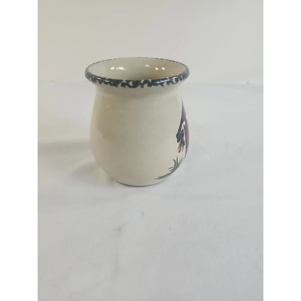 Vintage‎ Home & Garden Party Stoneware Crock Red Birdhouse 1999 Made In The USA